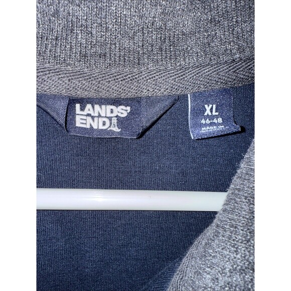 Lands' End Men's XL Charcoal Blue Quarter Zip Knit Ski Layer Pullover Sweater - Picture 3 of 5